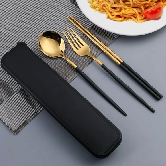 Other - 2 Set Cutlery 3 pcs Stainless Steel Spoon-Fork-Chopstick